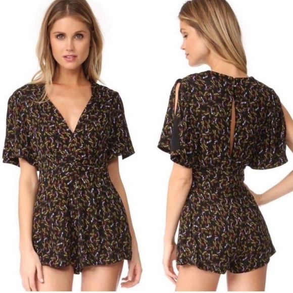 Free People Pants - Free People Meet Virginia Printed Romper Size 0 Boho Whimsigoth Whimsical Fairy